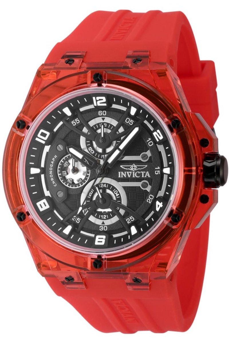 Invicta Racing 48810 Heren Horloge - Waterdicht - Analoog - Quartz Uurwerk - Plastic met zwarte Wijzerplaat - 46mm