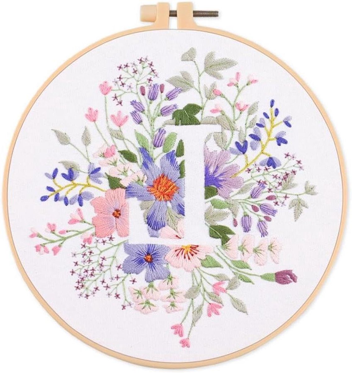 Allecto Premium - Borduurset voor Beginners met Bloemenpatroon - Kruissteek Starterskit incl. Hoepels en Naai-instructies
