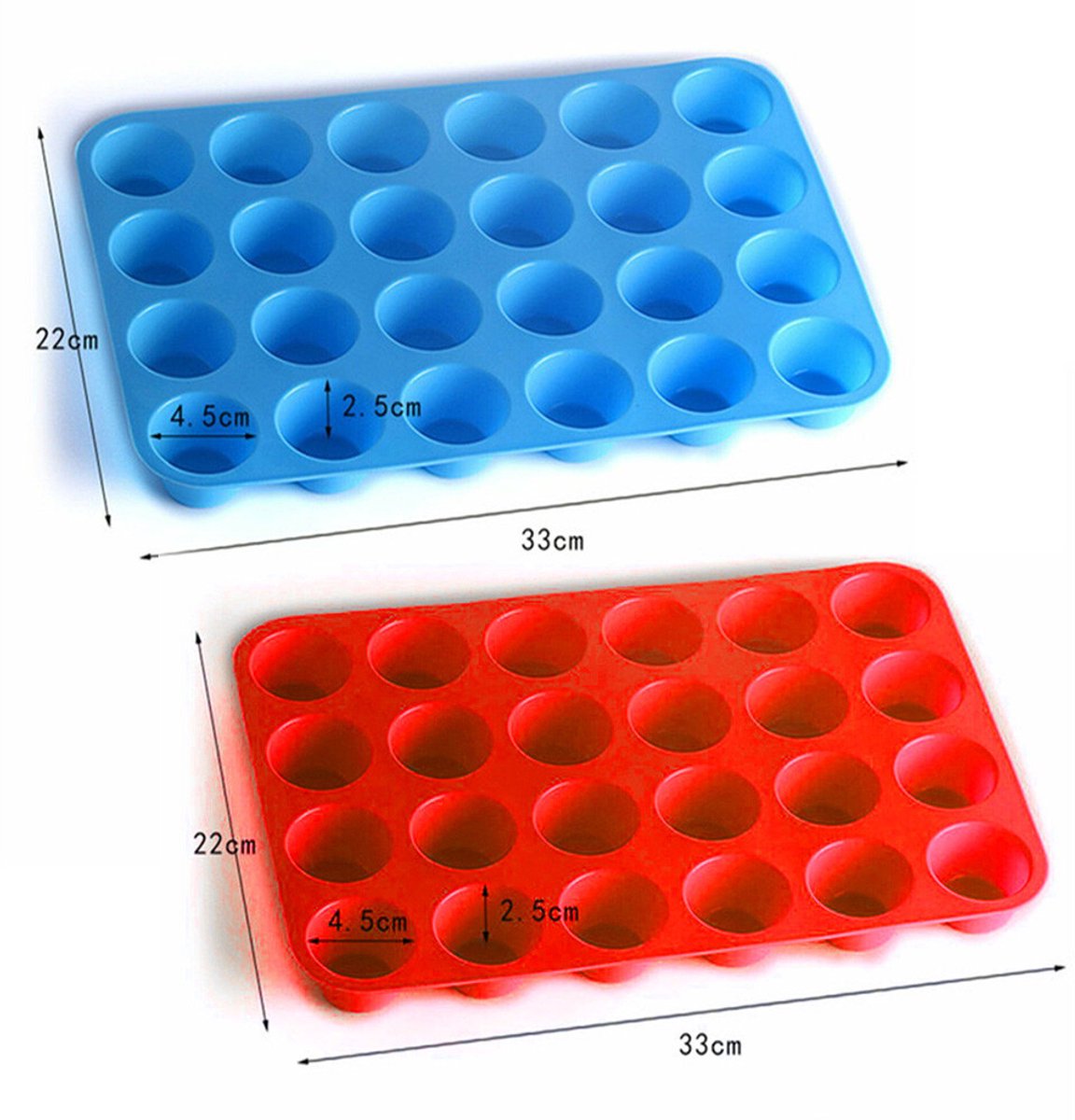 2x Bakvorm Siliconen Mal 24 Gaten Mini Cupcake Koekjes Bakvorm Muffinvorm