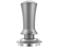 Koffietamper - Handmatige tamper - Tamper - Met gekalibreerde veer - 100% vlak - RVS basistamper geschikt voor Breville-serie 54 mm portafiltermand (53 mm, zilver)