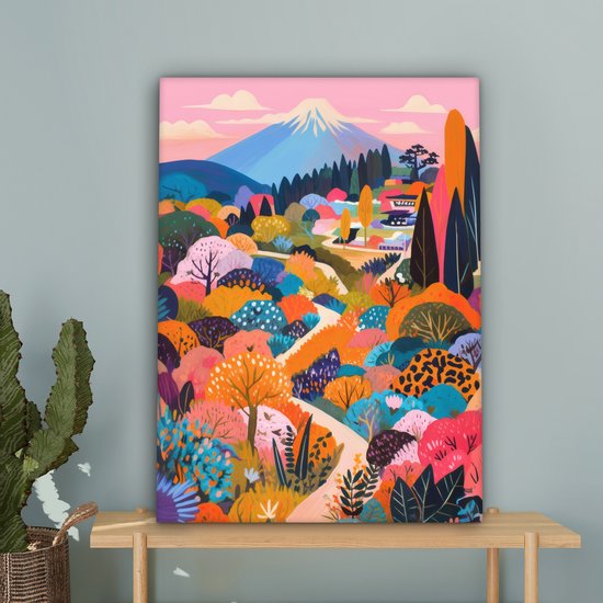 Canvas schilderij 60x80 cm - Exclusieve wanddecoratie Witte bergtop - Modern - Kleurrijk - Muurdecoratie woonkamer - Slaapkamer decoratie - Kamer accessoires - Schilderijen op canvas