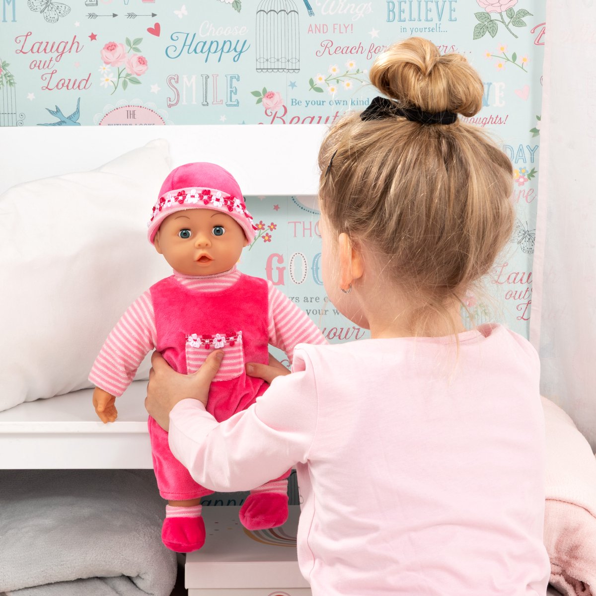 Bayer Design - Babypop First Words Baby 38 cm in roze — afbeelding 3