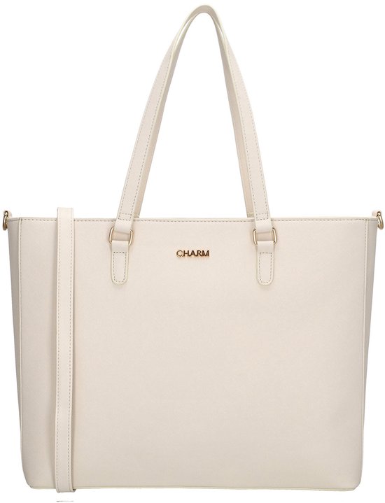 Charm London Birmingham Sac à main et à bandoulière Shopper 15,6 pouces Compartiment pour ordinateur portable Idéal École, le travail, les Business - Sac fourre-tout - Crème