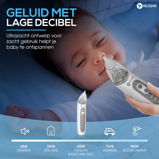 Vendar® BabyCare PRO - Baby Neusreiniger - Baby Neusreiniger Elektrisch - Neusdouche Elektrisch - Snoetenpoetser - Neuszuiger - Grote Batterij - USB C — afbeelding 2