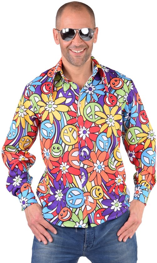 Blouse Wrong Party 70s Rainbow | Vêtements habillés pour hommes taille L (54-56)