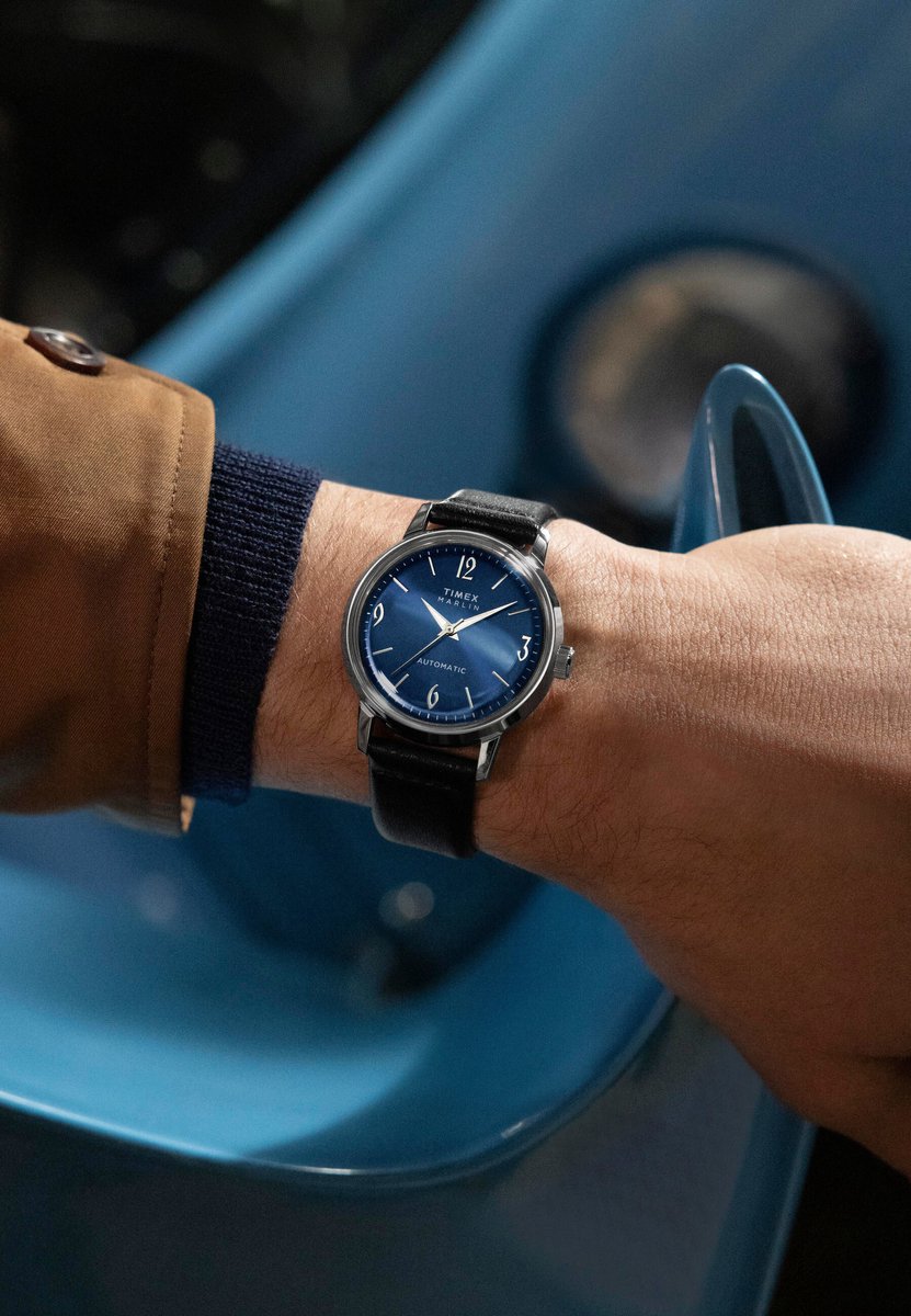 Timex Marlin Automatic Mechanisch Automatisch Horloge Zwart Kast: 100% Roestvrij Staal | Armband: 100%Leer 40 TW2W93100AJ
