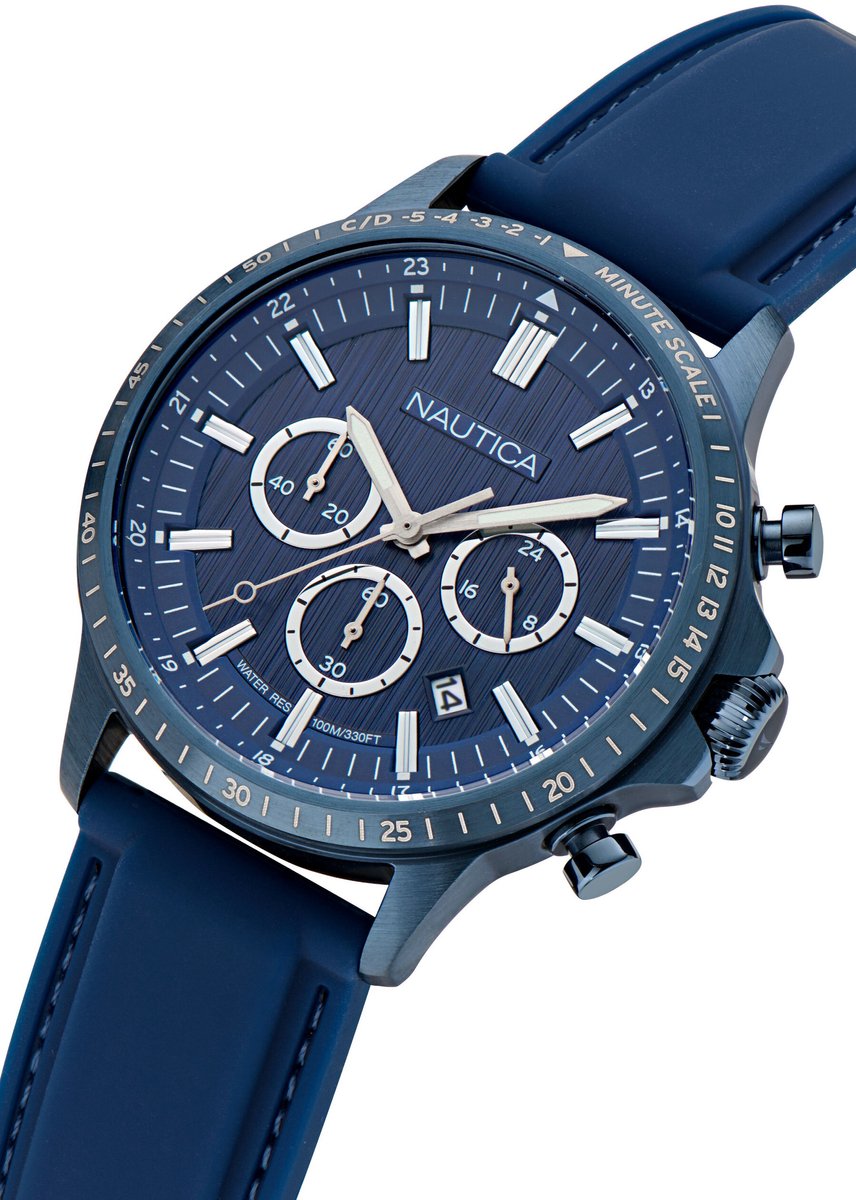 Nautica Nct Blueocean Quartz Chronograaf Horloge Blauw Kast: 100% Roestvrij Staal. Armband: 100% Siliconen 45 NAPBOS501, NAPBOS502, NAPBOS503, NAPBOS504