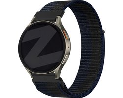 Bandz nylon band 'easy fit' 22mm - geschikt voor Polar Vantage M / V3 / Grit X - Amazfit GTR 2/3/4 - Xiaomi Watch S1 / S3 / S4 / Mi Watch / Watch 2 (Pro) - Huawei Watch GT 1/2/3/4/5 - 46mm - OnePlus Watch 1/2/3 (zwart/blauw)