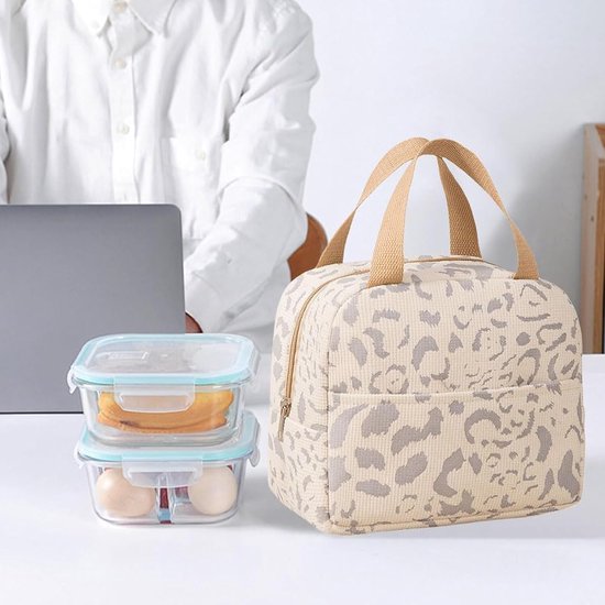 Kinderlunchtas - Herbruikbare lunchtas - Lunchtas - Lunchtas voor jongens en meisjes - 6L minikoeltas - Kleine geïsoleerde picknicktas - Voor werk, school, picknick, reizen (beige) van Merkloos — afbeelding 5