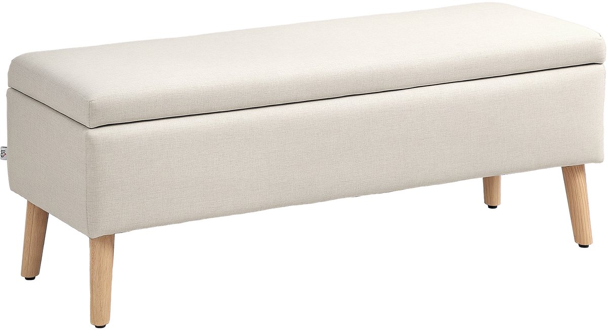 HOMCOM-Sitzbank-Polyester, Kautschukholz-110L x 39B x 45H cm-Beige