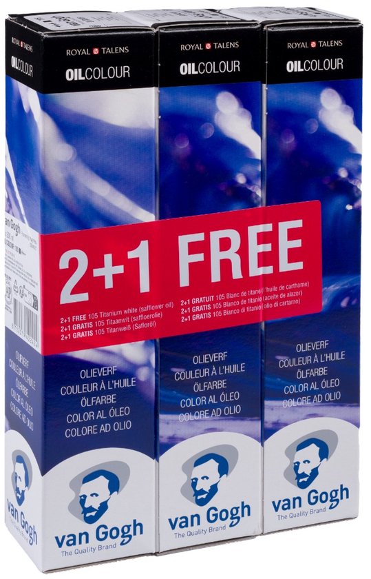 Peinture à l'huile Van Gogh 2 + 1 prix promotionnel gratuit 3x 200mL 105 blanc titane