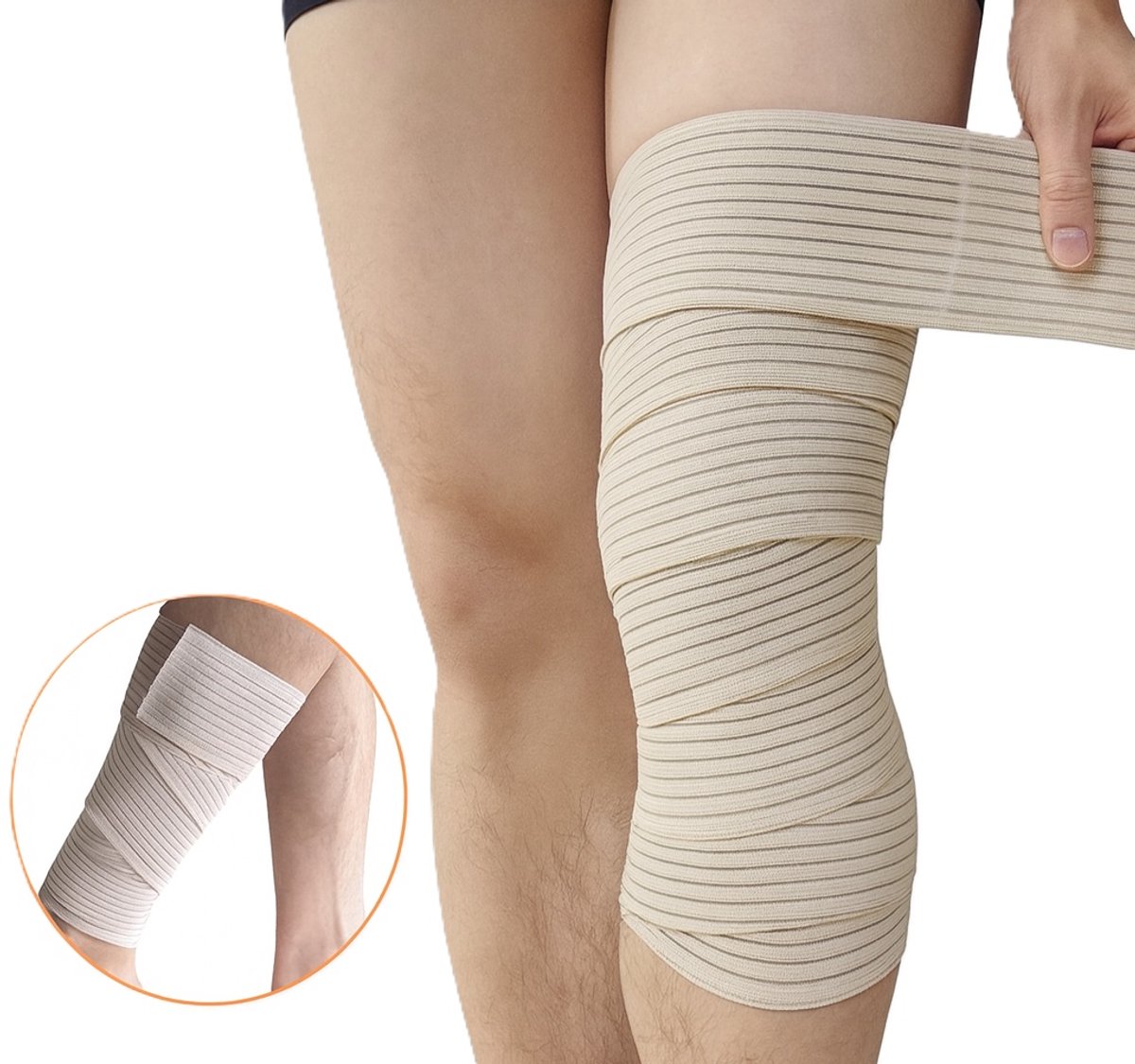 Compressie Wrap Knie / Enkel / Elleboog – Verstelbare Sport Bandage – Ademend & Elastisch – Knieband, Enkelband & Elleboog Support – 100 cm – Wit – 1 Stuk