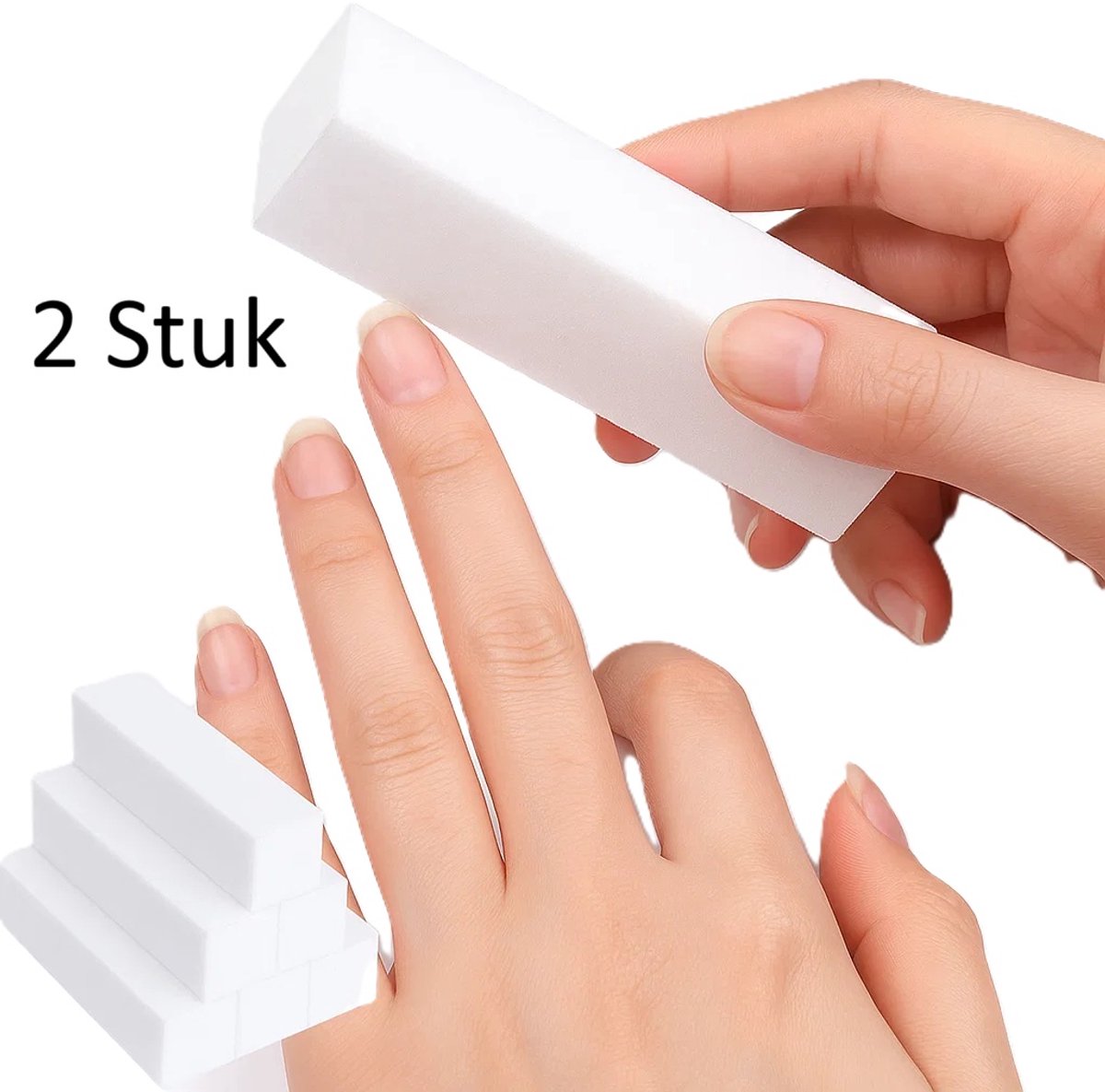 Blokvijlen I Nagelblok I Bufferblok I Nagelvijl I Polijstblok I Nail Buffer I Buffing Block I 2 Stuk I Wit