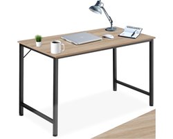tectake® Bureau - Bureautafel - Computerbureau - Houten bureaublad - Industrieel design - Zwart metalen frame - Afmetingen (LxBxH) 140 x 60 x 75,5 cm - Lichtbruin