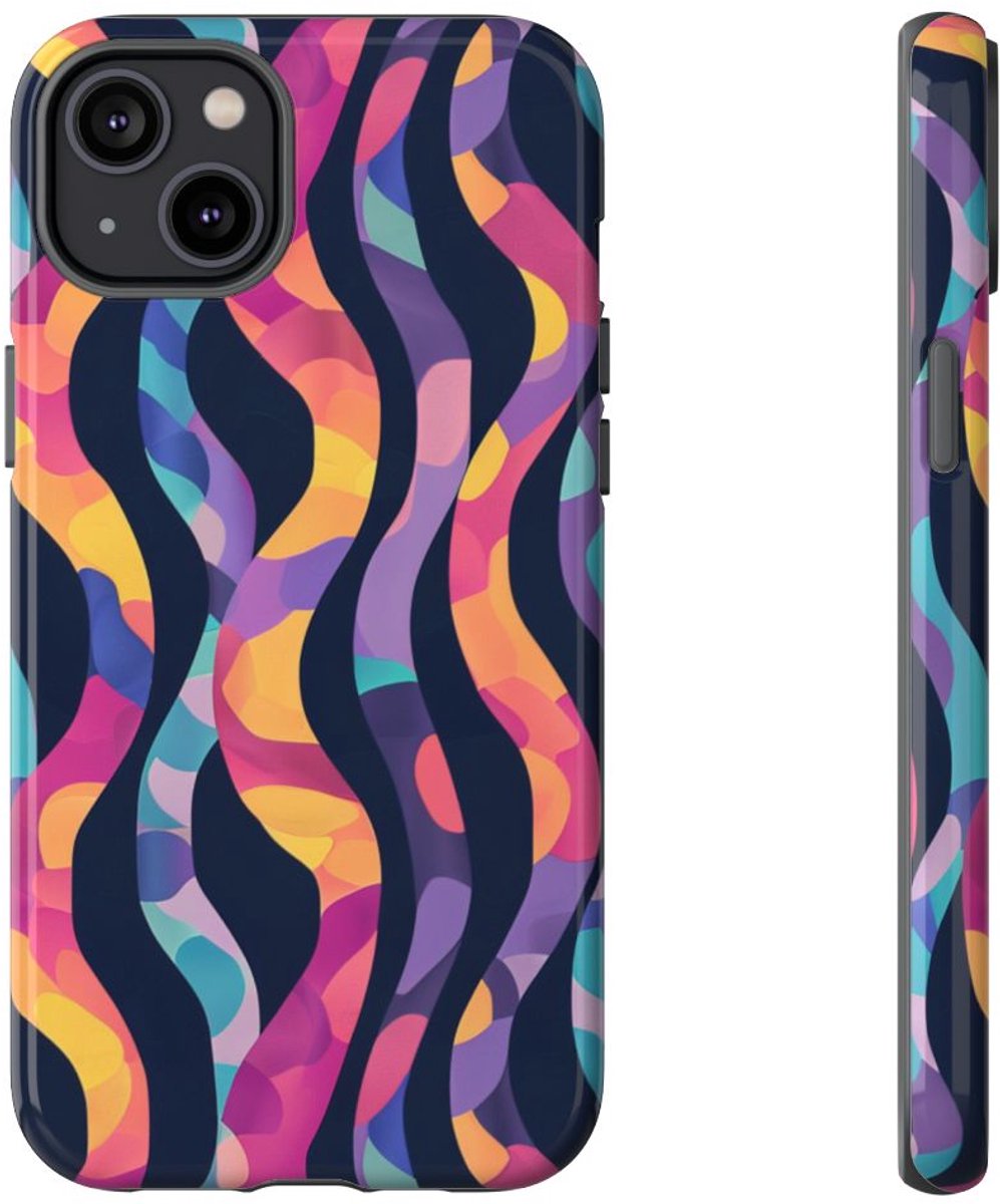 Kleurrijk Golvend Abstract Patroon – Telefoonhoesje Geschikt voor iPhone 14 Plus