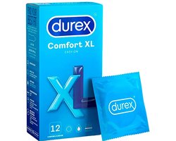 Durex Comfort XL – Extra Grote Condooms – 12 Stuks – Easy-On Pasvorm voor Comfort – Betrouwbare Bescherming – Transparant & Geurloos