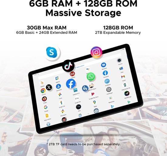 DOOGEE Tab A9 Pro+ Android-tablet 15 11-inch HD IPS 90Hz- 6 GB RAM+ 128 GB ROM-8580 mAh-Octa-Core T7200-Dubbele luidsprekers-tablet 13 MP camera - Zwart van DOOGEE — afbeelding 4