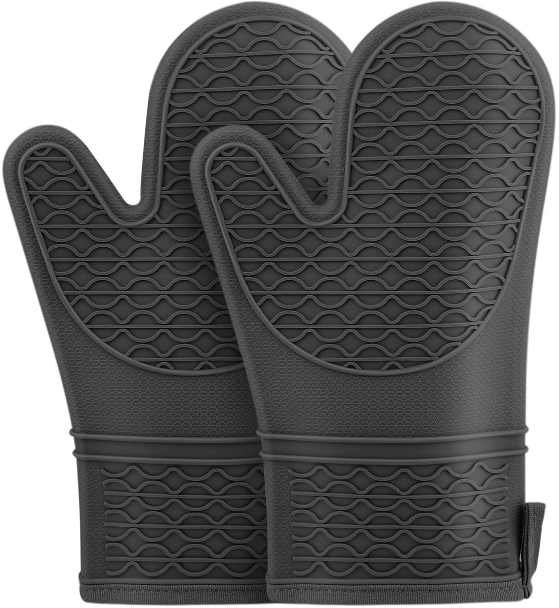 Ovenhandschoenen, ovenhandschoenen met antislip siliconen, hittebestendige ovenhandschoenen, praktische handschoenen voor koken en bakken in de keuken met zachte voering.