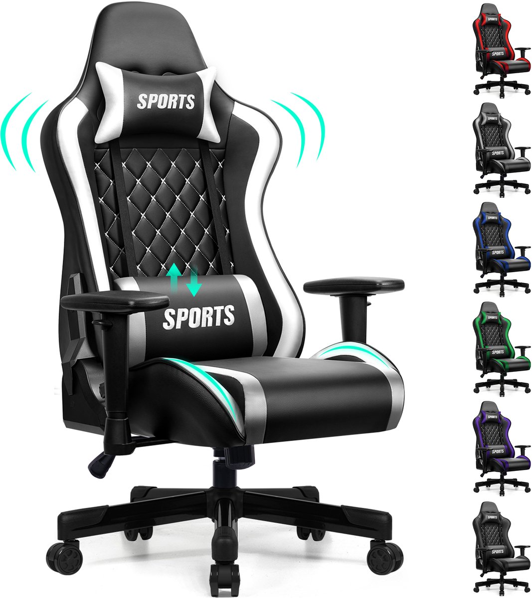 Afbeelding van Review Hiaonyx Gamestoel 170° Verstelbaar Wit 150kg