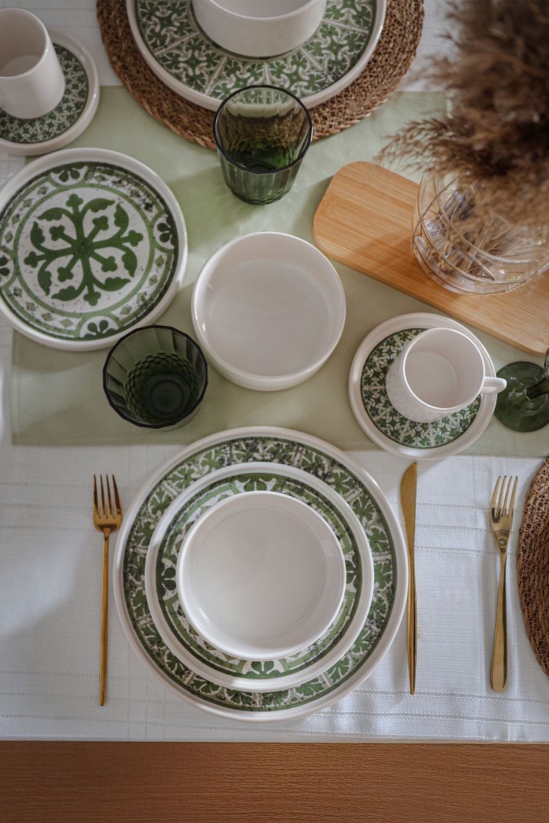 Keramika Serviesset - Timeless Green Stackable - 20 delig - 4 persoons - Stoneware
