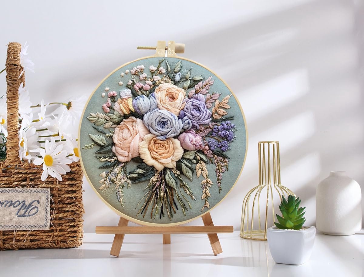 BOTC Borduurpakket - Borduurset van 4 - Borduurpakketten voor Volwassenen - Hobby en Creatief - Borduren - Bloemen — afbeelding 8