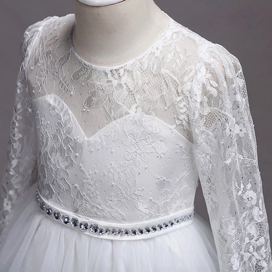 Sywiyi Meisjesjurk voor meisjes, lange feestelijke partyjurk, bloemenmeisjesjurk, mouwloos, V-hals, baljurk met glitter, elegant feest, bordeaux, 146-152