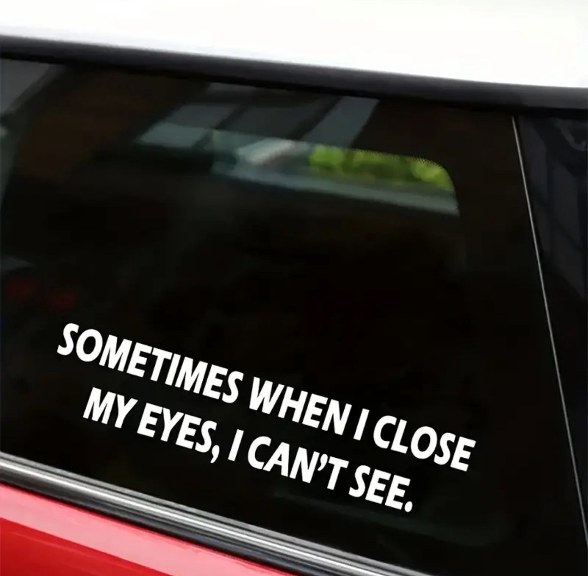 GoedeDoelen.Shop | Autosticker Close My Eyes Wit | Witte Letters | Transparant | Afmeting: 20,4 x 3,2 CM | Bumpersticker | Scootersticker | Laptopsticker | Sticker Met Grappige Tekst