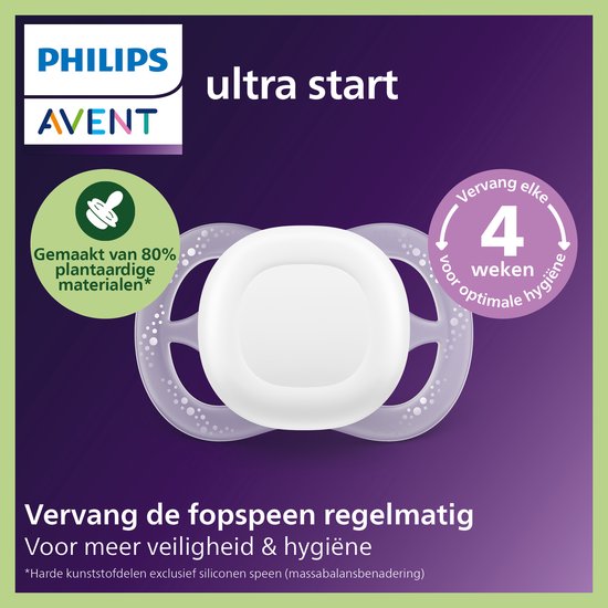 Philips Avent Ultra Start Night - Glow-in-the-dark siliconen fopspeen - 0-6 mnd - 2 stuks - SCF075/18 van Philips Avent — afbeelding 4