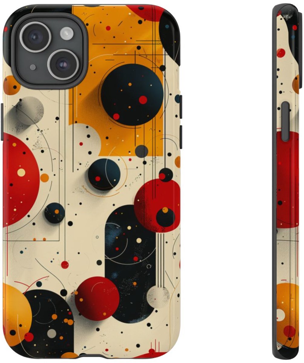 Geometrisch Abstract Cirkels Patroon – Telefoonhoesje Geschikt voor iPhone 15 Plus