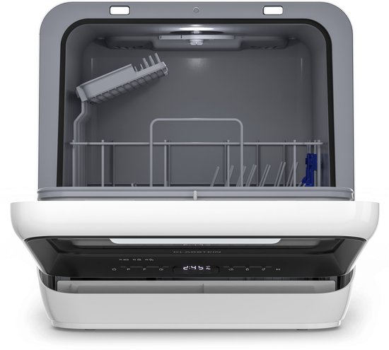 Klarstein Amazonia Mini Vaatwasser - Compact Aanrechtblad, 7 Programma's, 5L Tank of Directe Aansluiting, Energie-efficiëntieklasse D, Stil 58dB, Digitaal Display, Draagbaar Tafelblad voor Kleine Keukens, Zwart