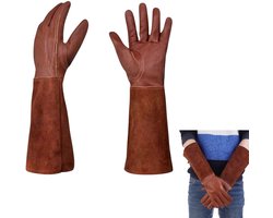 1 paar - tuinhandschoenen voor dames/heren - doornbestendig runderhuidleer - rozen-/braambessnoei - lange onderarmbescherming, doorn- en snijbestendige tuinhandschoenen met lange leren, zware handschoen