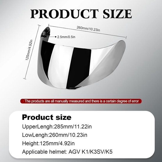 Helm Lens Vizier - Motorfiets Wind Shield - Helm Lens Vizier Shield Full Face Fit Voor AGV K1 K3 SV K5 K5-S (zilver) van AGV — afbeelding 5