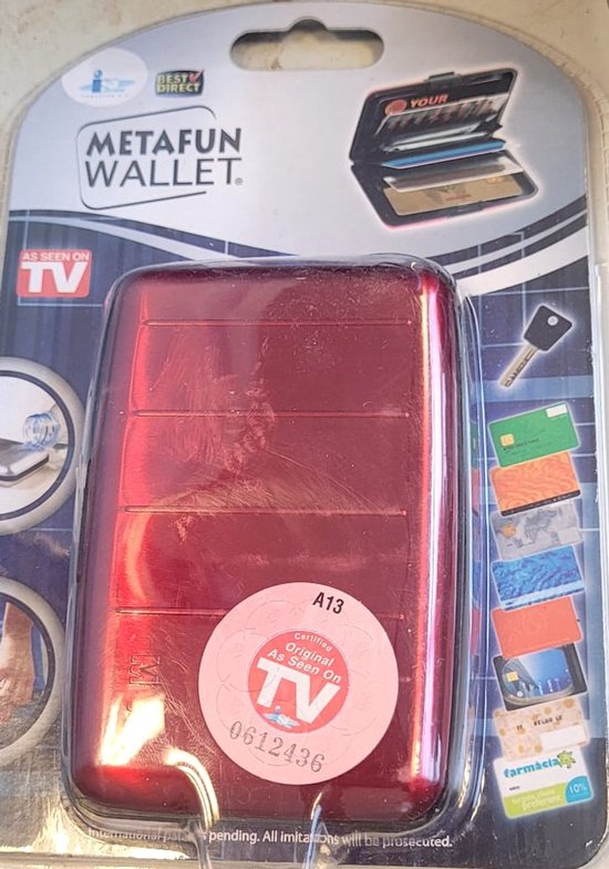 Portefeuille Metafun - Aluminium - Porte-cartes de crédit - Le porte-cartes de crédit léger de luxe original - Rouge