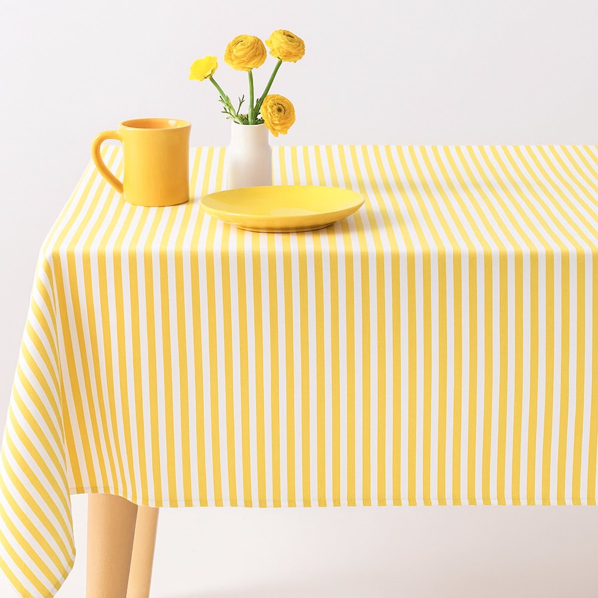 Vlekbestendig Tafelkleed – Stijlvol, Fris & Praktisch katoenen tafellaken streep 140 x 240 mellow yellow geel