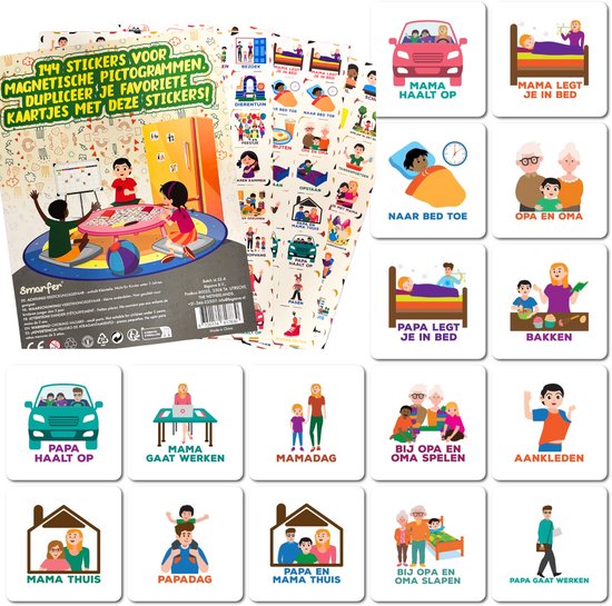 Smarfer - AUTOCOLLANTS Extra pour icônes magnétiques pour tableau de planification hebdomadaire - Couleur - pour enfants - rythme quotidien - planificateur d'autisme - aimants - routine