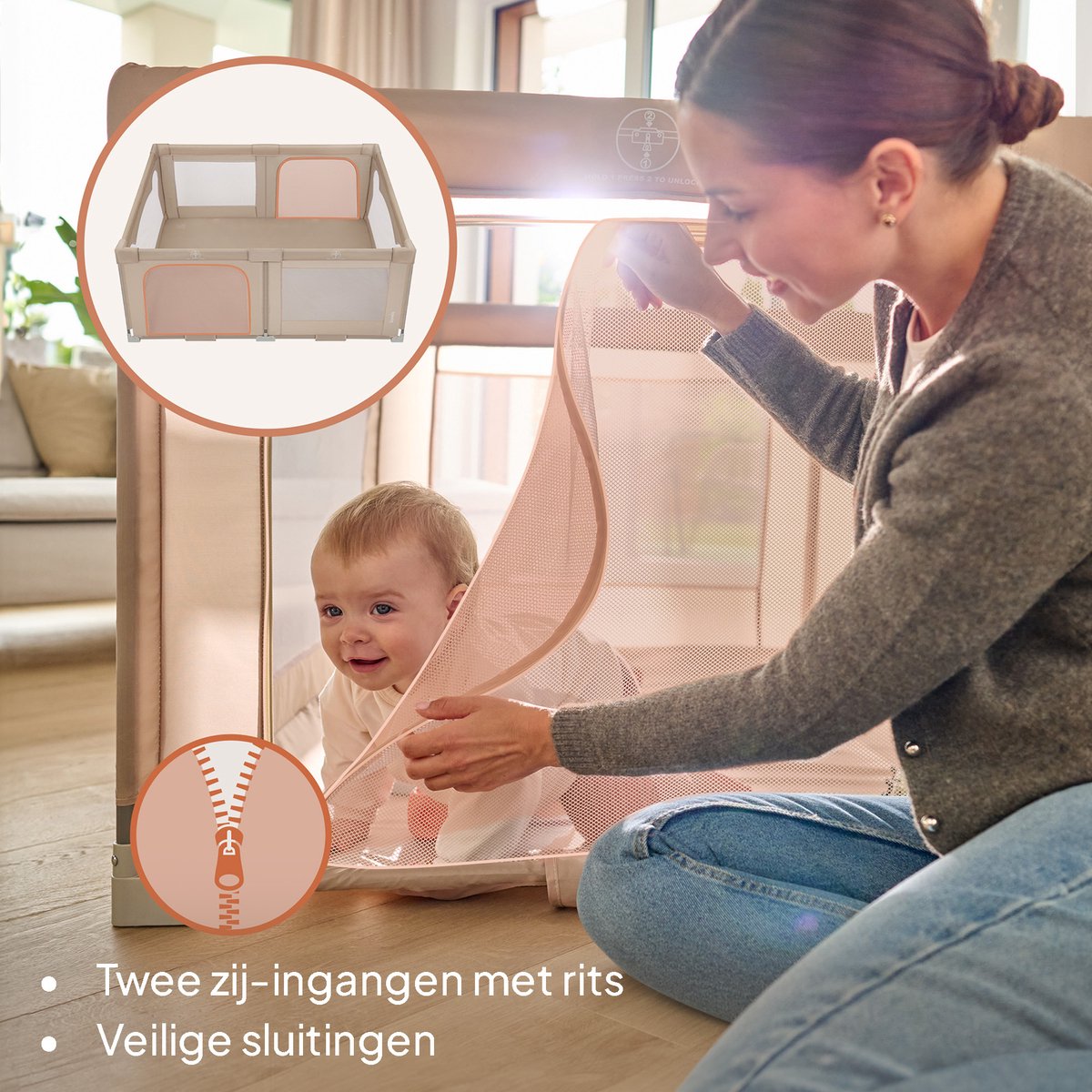 LIONELO Florence Parc Pour Enfants 150x180x75cm Easy Fold - Filet Respirant, Pliable, Portable Avec Sac De Voyage (Grey)