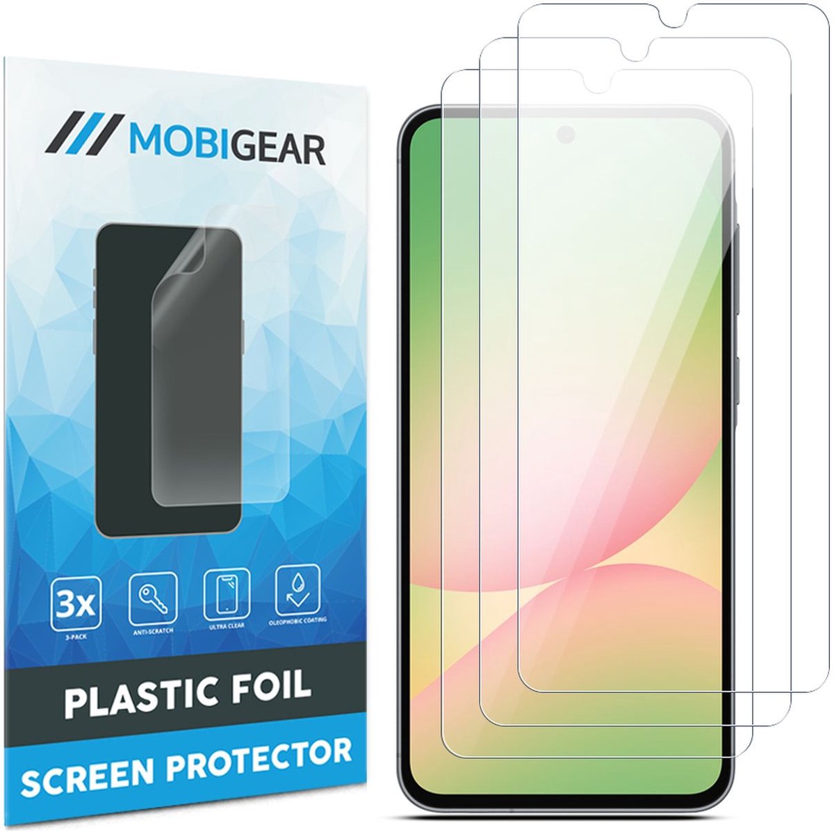 Mobigear Screenprotector geschikt voor Samsung Galaxy A56 | Mobigear Screenprotector Folie - Case Friendly (3-Pack)