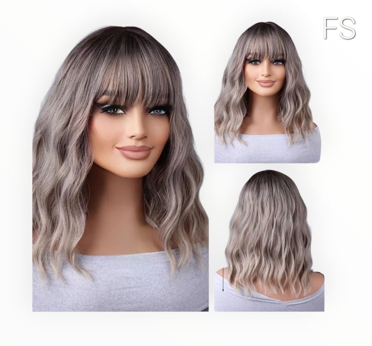 Platina mix Bob Golf Pruik Dames – 35 cm – Hittebestendig Synthetisch Haar – Natuurlijke Look – Kort Model met Pony –Kleur Ombre Blond– wasbaar- Europees en Amerikaans - Pruiken