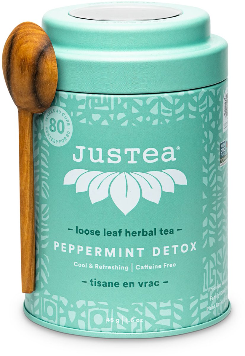Justea - Peppermint Detox – Pepermunt & Citroengras | Losse Kruidenthee - Cadeaublik uit Kenia