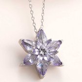 925 Sterling Zilveren Lotus Bloem Ketting – Lila – Handgemaakt – Spirituele Betekenis – Cadeau voor Vrouwen