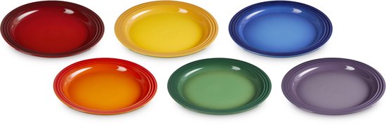 Le Creuset Vancouver Dinerborden 27 cm Regenboog Kleuren Set Van 6