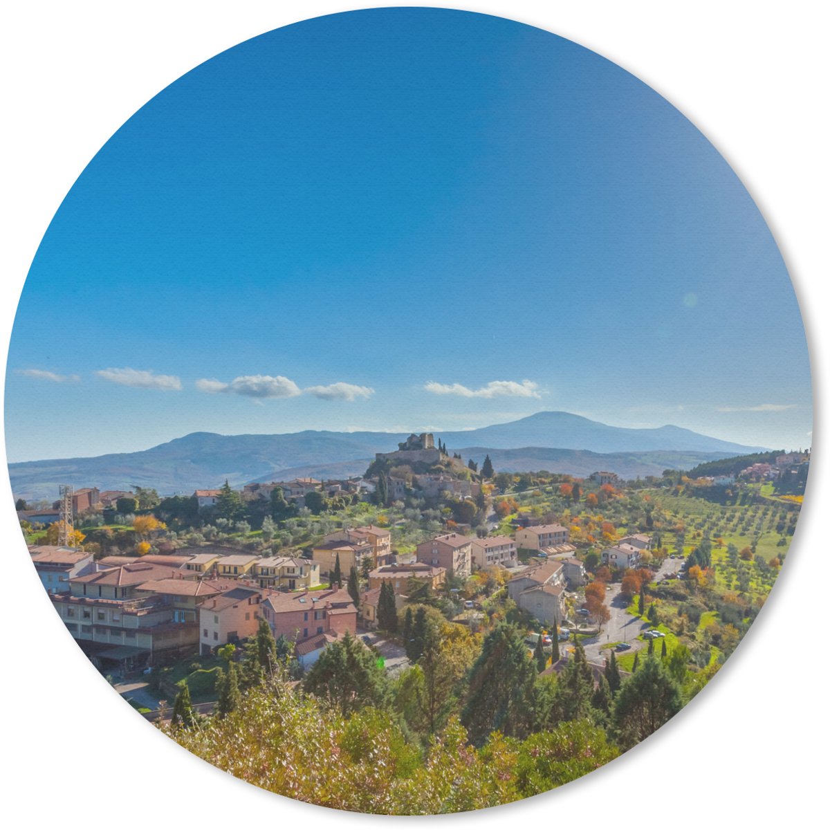 Muismat rond 40x40 cm - Mousepad Toscane - Italië - Zon - Ronde muismatten