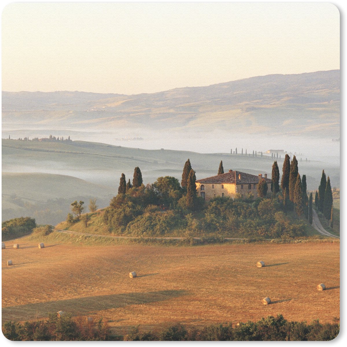 Muismat 20x20 cm - Mousepad Toscane - Landschap - Boerderij - Muismatten