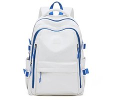 Schoolrugzak 20L – Waterafstotend Nylon – 15.6 inch Laptopvak – Lichtgewicht & Duurzaam – Blauw/Wit