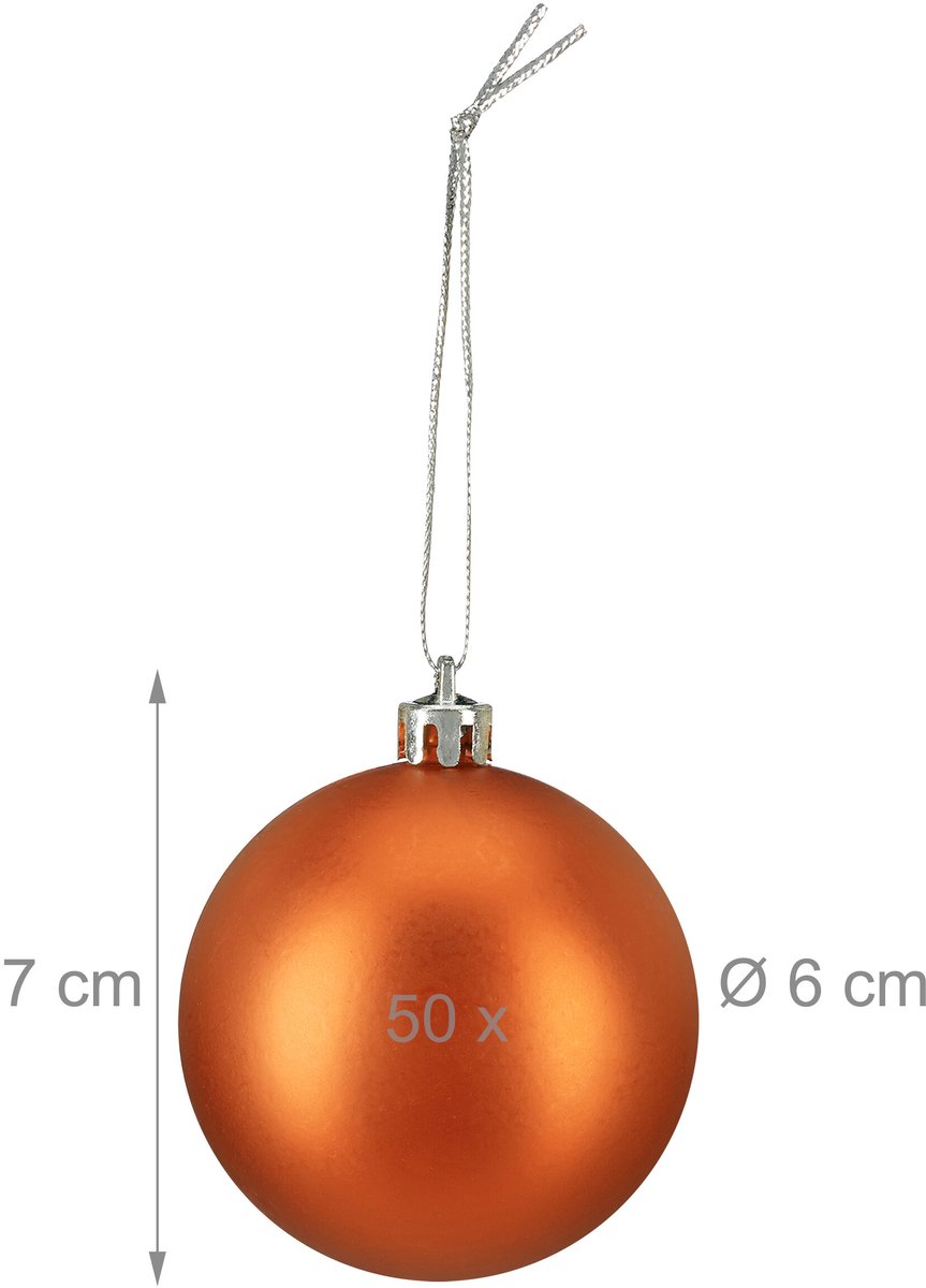 kerstballen set van 50 - Ø 6 cm - mat - kunststof - oranje – foto 6