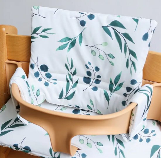 Stoelverkleiner bladeren - kussenset bladeren - blad motief - stoelverkleiner geschikt voor stokke tripp trapp - kinderstoelverkleiner van Merkloos — afbeelding 3