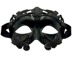 Zwart Venetiaans Romeins Herenmasker – Barok Oogmasker met Verstelbare Elastische Band – Carnaval & Bal Masqué - Halloween masker