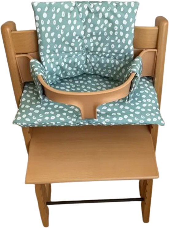 Stoelverkleiner groen gevlekt - kussenset groen gevlekt - stoelverkleiner voor stokke tripp trapp - kinderstoel verkleiner - stoel kussen van Merkloos — afbeelding 2