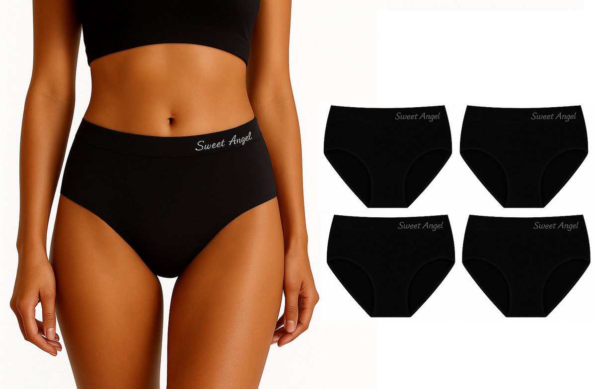 Sweet Angel Zwarte Dames Slips 5pack Maat 3XXXL