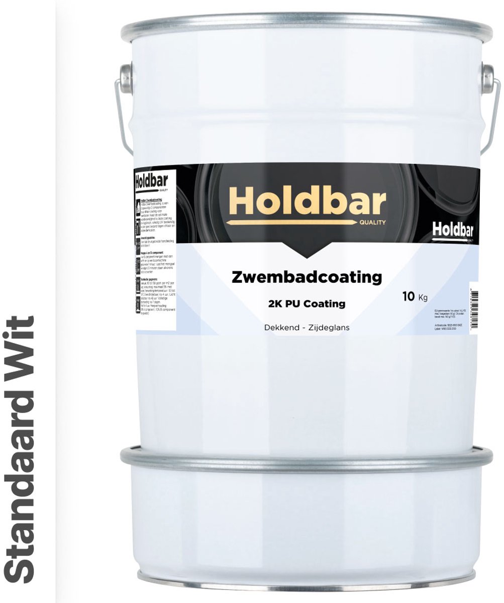 Holdbar Zwembadcoating Standaard Wit 10 kg - Zwembadverf - Alle kleuren - Waterdicht - Gemakkelijk reinigen - UV-bestendige Zwembad Verf - Chloor en Chemicaliën Bestendig - 2 Componenten